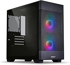 LIAN LI High Airflow Micro ATX PC Case, RGB Gaming Computer Case, Mesh Front Panel Mid-Tower Chassis with 2x140mm ARGB PWM Fans Pre-Installed, Tempered Glass Side Panel (LANCOOL 205M MESH, Black)