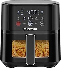 Chefman Air Fryer – 4 QT Compact Airfryer for Quick & Easy Meals, Features Hi-Fry Technology for Extra Crisp, Easy-View Window, Touch Controls with 4 Presets, Nonstick & Dishwasher Safe Basket - Black