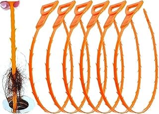 Huryfox Drain Clog Remover Tool- 6 Pack 20 Inch Length Drain Cleaner Sticks for Sink, Pipe and Tub - Plumbing unclogger Tool for Clogged Drains in Shower, Hair Catcher for bathroom, kitchen, Bathtub