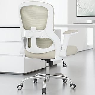 Ergonomic Office Chair - Home Office Desk Chairs Comfy, Computer Chair Ergonomic, Office Chairs with Lumbar Support, Executive Task Chair for Adults, Comfortable for Long Hours (White Beige)