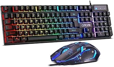 CHONCHOW Gaming Keyboard and Mouse Combo, USB Wired RGB Backlit, Mechanical Feel Anti-ghosting Keyboard 3200DPI Ergonomic Mouse, LED Gaming Set for Laptop PC PS4 Xbox Mac Game Work