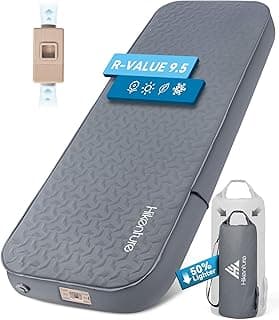 Hikenture 4" Thick Self Inflating Sleeping Pad, Foam & Air Camping Mattress, 9.5 R-Value Insulated Sleeping Mat, Portable All Season Camping Pad for Tent, Car, Cot, Truck
