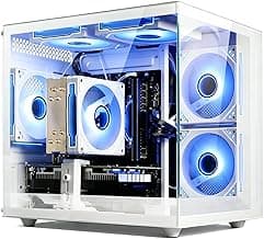 suevery Prebuilt Gaming PC Desktop, Ryzen 7 5700X (8-Core/16-Thread, Up to 4.6GHz), RTX 3050 6GB, 16GB DDR4 RAM, 512GB NVMe SSD, WiFi6, 4K Editing Streaming VR,High End Computer Tower White