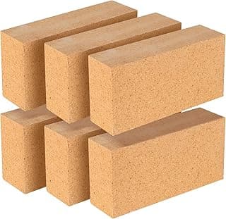 6-Pack High Temp Firebricks 3000°F Insulating 9"x4.5"x2.5"Fireclay Refractory Bricks for Pizza Oven, Wood Stove, Forge Durable Heat Fireplace, Steel Kiln