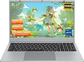 15.6" Full HD Laptop with 16GB RAM 256GB SSD,Laptop Computer, Dual-core 6500Y Processor Up to 3.4GHz,WiFi5,USB-C, Poratable Business and Student Laptops,Sliver