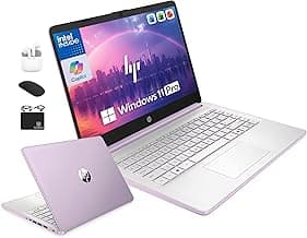 HP 14" Laptop Computer for 2026 Student Business Productivity, MS Office & Win 11 Pro, Copilot AI, Intel 4-Core CPU, 4GB DDR5 RAM, 628GB Storage (128GB UFS+500GB Ext), Wi-Fi 6, HubxcelAddon, Lavender
