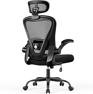 Office Chair, Ergonomic Office Chair with Headrest, Comfy Home Office Desk Chairs with Lumbar Support & Flip-up Armrests, 330LBS High Back Mesh Computer Desk Chair for Home Office, Black