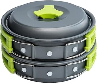 MalloMe Camping Cookware Mess Kit for Backpacking Gear – Camping Cooking Set - Camping Pots and Pans Set - Backpacking Stove/Portable Stove Compatible - Camp Kitchen Equipment Accessories Pot