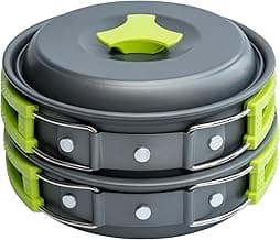 MalloMe Camping Cookware Mess Kit for Backpacking Gear – Camping Cooking Set - Camping Pots and Pans Set - Backpacking Stove/Portable Stove Compatible - Camp Kitchen Equipment Accessories Pot