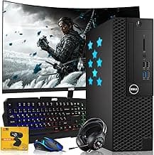 Dell Desktop PC Gaming Bundle - Core i7, 16GB RAM, 1TB SSD, 24-inch Curved Monitor, AMD RX 550, RGB Keyboard with AI-Enhanced Copilot Key and Mouse, RGB Headphone, Webcam, Wi-Fi, Win 11 Pro (Renewed)