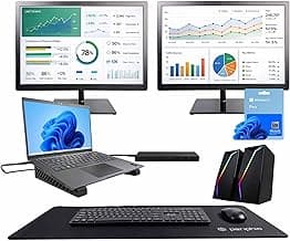 Dell Latitude 7420 Laptop to Desktop Workstation PC with Dual 24” Monitors, 100W USB-C Hub, Intel i7, 32GB RAM, 500GB SSD, Wireless Keyboard/Mouse, Speakers, Windows 11 Pro Computer Bundle (Renewed)
