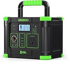 EBL Portable Power Station 288.6Wh 330W Solar Generator Pure Sine Wave AC Output (600W Peak) with 5W Wireless Charger, SOS LED Light & Multi-Port Design for Camping Home Emergency RV CPAP
