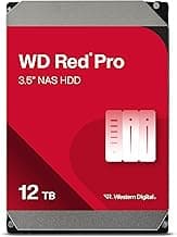 Western Digital 12TB WD Red Pro NAS Internal Hard Drive HDD - 7200 RPM, SATA 6 Gb/s, CMR, 512 MB Cache, 3.5" - WD122KFBX