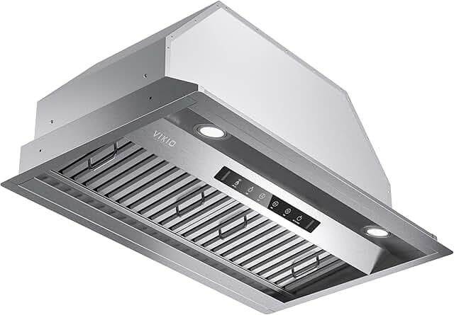 VIKIO HOME Range Hood Insert 30 Inch,Built-in Kitchen Hood with 980 CFM, Ducted/Ductless Convertible Duct,Stainless Steel Kitchen Vent Hood/Gesture/Touch Control, 2 Pcs Baffle Filters with Handlebar
