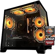 Gaming PC Desktop Computer, AMD Ryzen 5 5500, RX6500XT 4GB Graphics, 16GB DDR4 RAM, 512GB NVMe SSD, ARGB Fans, Game Design Office