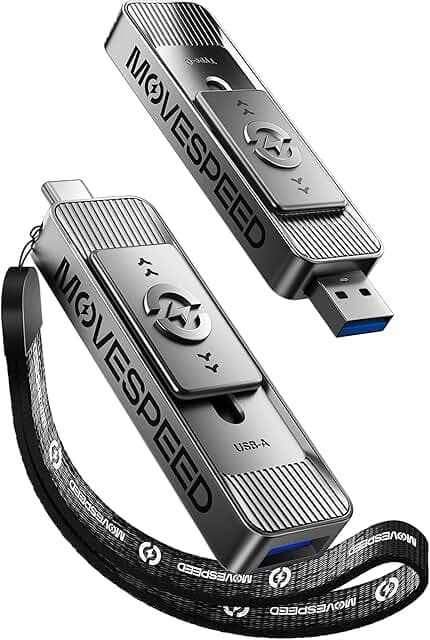 MOVE SPEED 1TB USB Drives, ThumbDrive with Dual Ports & Push-Pull Design — 560MB/s Read Speed, Type C + USB 3.2 Drive Portable ssd for iPhone 15/16/17/Android/Mac