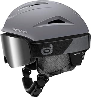 Odoland Ski Helmet, Snowboard Helmet with Ski Goggles for Adults and Youth, Audio Compatible, Shockproof, Windproof, Safety Snow Sports Helmet and Protective Glasses for Men Women