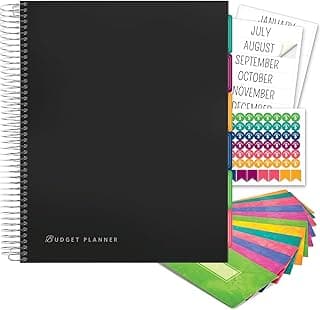 Global Printed Products Budget Planner & Monthly Bill Organizer With 12 Envelopes and Pockets. Expense Tracker Notebook and Financial Planner Budget Book to Control Your Money, 8.5" x 11", Black