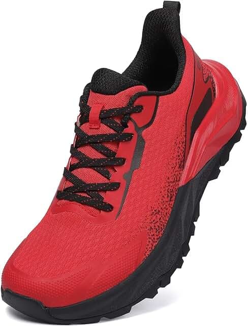 Men's Wide Toe Box Trail Running Shoes Wide Width Fashion Barefoot Walking Sneakers Tennis Workout Gym Cross Training Footwear