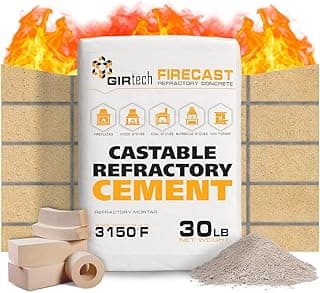 FireCast Castable Refractory Cement Mix 3110 Degree Fahrenheit 30 Lbs High Temperature Heat Resistant Fireproof Mortar Build Repair Pizza Oven Fire Places Forge Kiln Stove