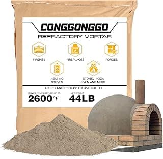 44 LBS Refractory Mortar, 2600°F High Temperature Mortar for Masonry -Fire Refractory Cement Patch for Fireplace Brick, Fire Pit, Kiln, Forge & Pizza Oven Repair- No Heat Cure, Air Set Formula
