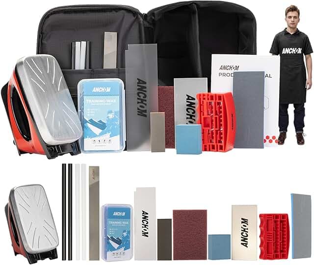 Ski Snowboard Tuning Kit, Complete Ski Snowboard Waxing Kit with Waxing Iron, Wax, Edge Tools, Carry Bag, Base Repair, Professional Tuning Equipment
