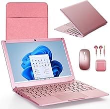 win11 Laptop Computer, 8GB RAM 128GB ROM, Celeron Dual core Processors, 10" Netbook Computer with WiFi, Webcam and Bluetooth, Mini Laptop with Bag, Mouse, Headphone and Mouse Pad