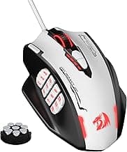 Redragon M908 Impact RGB MMO Gaming Mouse, Optical Wired Ergonomic Mouse with Max 24,000 DPI, High Precision, 18 Programmable Macro Shortcuts, Comfort Grip, Black & White