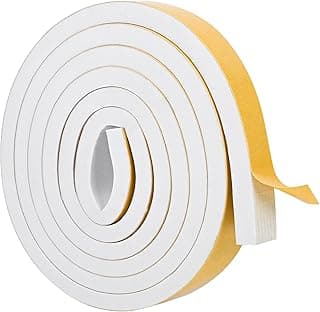 ToLanbbt White Door Window Weather Stripping Self Adhesive Foam Tape High Density Foam Sealing Strip Window Insulation Weatherproof Gasket Tape for Doors and Windows (1/2" W X 1/4" T X 16.5')