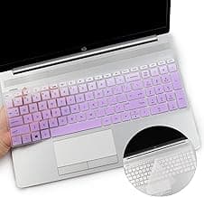 2PCS Keyboard Cover for HP 15.6 Laptop 15-dw 15-dy 15-ef 15-db 15-da 15-bs 15-bw 15t 15z 15-dy5033dx 15t-dw300, HP 17.3 Laptop 17-by 17-bs 17-bw 17-ca 17-by1053dx 17-by4061nr-OPurlple+Clear