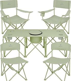 CAMPHILL Camping Chair Set of 3, Outdoor Folding Camping Chairs for Heavy People with Cup Holder & Carry Bag,Collapsible Chair Include One Sofa Chair and Two Single Chair,Support up to 500lbs