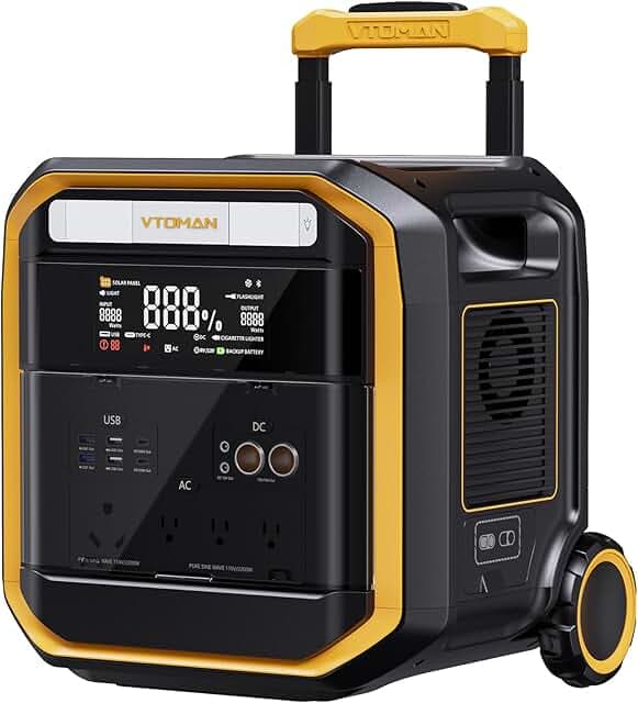 VTOMAN FlashSpeed Pro 3600 Portable Power Station, 3600W 3096Wh Solar Generator with 2Hr Fast Charge, UPS Home Backup & Outdoor Power for Camping, RV, Power Outage, Emergencies (with Wheels)