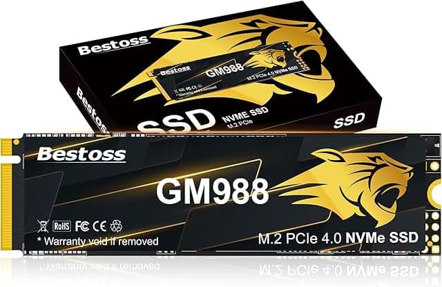M.2 2280 NVMe SSD 1TB PCIe Gen 4, Up to 7300MB/s, SLC Cache & HMB, PS5/PC/Laptop Upgrade, Tailored for Gamers, Video Editors, High-End Creators, and AI Developers Demanding Blazing-Fast Speed GM988