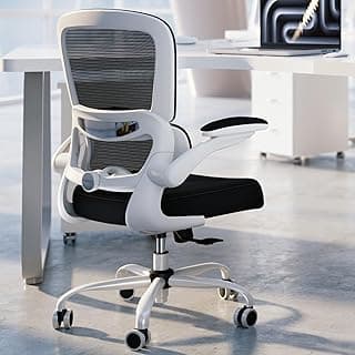 TRALT Office Chair - Ergonomic Desk Chair with Adjustable Lumbar Support, Mesh Computer Chair, Executive Chairs for Home Office Comfortable Lumbar Support (White+Black)