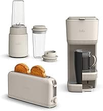 bella 2 Slice Slim Toaster + 6 Pcs Rocket Blender + Single Serve Kcup Coffee Maker, Smart Toaster w 6 Shades Control, Portable Smoothie Maker & Compact Coffee Machine, Oatmilk