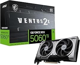 msi Gaming RTX 5060 Ti 16G Ventus 2X OC Plus Graphics Card (16GB GDDR7, 128-bit, Extreme Performance: TBA MHz, DisplayPort x 3 2.1a, HDMI 2.1b, NVIDIA Blackwell Architecture)