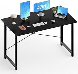 OLIXIS 47 Inch Home Office Desk, Small Computer Work Table with X-Shaped Reinforcement, Home Simple Modern Writing Study Table, Black