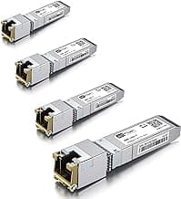H!Fiber 10Gb SFP+ RJ45 Transceiver, 10Gbase-T SFP+ Ethernet Module Support 10G/5G/2.5G/1.25G, Compatible with Cisco SFP-10G-T-S, Ubiquiti UF-RJ45-10G, UniFi, Meraki,MikroTik,Supermicro, 30m, 4 Pack