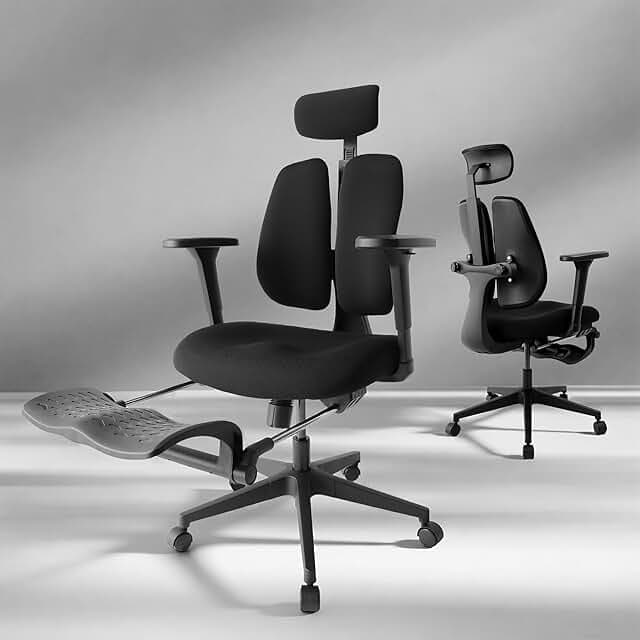 Ergonomic Office Chair, Dynamic Split Back Lumbar Support, Thick High-Density Molded Foam Seat, 4D Adjustable Armrests, Swivel High Back Computer Desk Chair with Footrest for Home Office, Flex S3