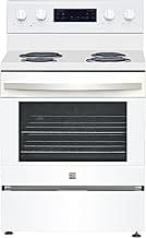 Kenmore 30” Electric Range with 5.0 cu. ft. Oven, Coil Cooktop, LED Touch Controls, Dual Oven Racks, Storage Drawer, Stainless Steel Electric Stove with 4 Coil Burners