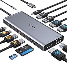 USB C Laptop Docking Station Dual Monitor HDMI for Dell/Lenovo/HP Laptop 14 in 1 USB C Hub Multiport Adapter Dongle Dock USB C to 2 HDMI 4K+DisplayPort+Ethernet+4USB+2USB C+100W PD Charger+SD/TF+Audio