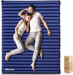 Hikenture Double Sleeping Pad for Camping, 4" Extra-Thick Camping Mattress 2 Person, Inflatable & Ultralight Sleeping Mat for Backpacking, Hiking (Navy Pumpsack, Full XL)