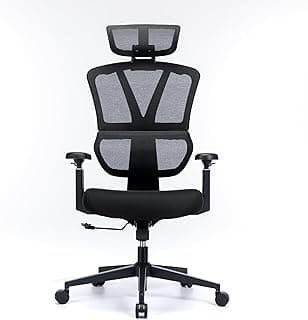 Ergonomic Office Chair, High Back Home Desk Chair, Adjustable Headrest, Waist, Armrest, Tilt Function,Rotating Computer Office Chair with Nylon Casters,Black Work Chair.