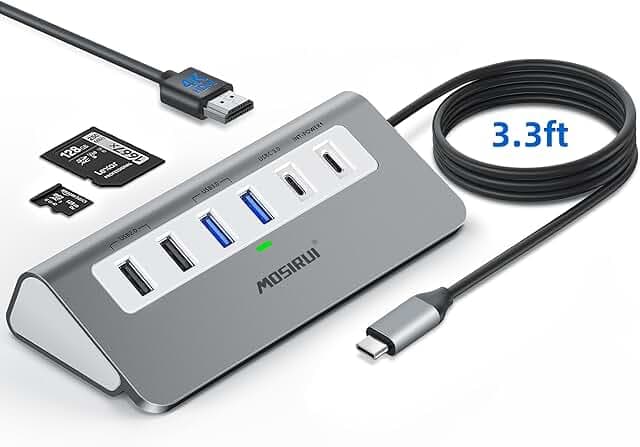 USB C Hub,Mosirui 9 in 1 USB C Hub Multiport Adapter with 4K HDMI,Type C 3.0 5Gbps,USB A 3.0/2.0,PD 100W, SD/TF Card Reader,USB C Dock for MacBook Pro/Air,iPad,iMac,iPhone,HP,Dell and More (3.3 Ft)