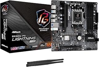 ASRock B650M PG Lightning WiFi 6E AMD Ryzen 9000/8000/7000 Series Socket AM5 B650 DDR5 up to 7200+ (OC) MHz 256 GB SATA3 6.0 Gb/s Micro ATX Motherboard M.2 RGB LED BIOS Flashback
