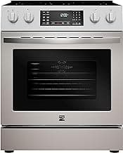 Kenmore Front Control Electric Range Oven with 5 Cooktop Elements with 7 Cooking Power Options, True Convection, Steam and Self Clean, Freestanding Oven, 4.8 cu. ft. Capacity Stainless Steel