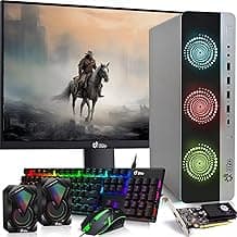 HP RGB Gaming Desktop PC Bundle - Intel Core i7 6th Gen, 16GB DDR4 Ram, 1TB SSD, Radeon RX - 550 4GB GDDR5, 24-Inch Monitor - Prebuilt Gaming Computer, RGB Set - Windows 11 Pro (Renewed)