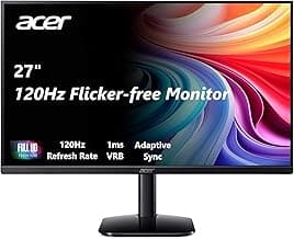 acer 27 Inch Monitor- KB272-27 Inch FHD IPS (1920 x 1080) Display, Up to 120Hz Refresh Rate, 99% sRGB, Tilt, Adaptive-Sync Support (FreeSync Compatible) 1ms (VRB), sRGB 99% Color, HDMI & VGA Ports