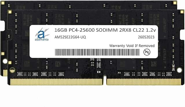 Adamanta 32GB (2x16GB) DDR4 3200MHz (or 2933MHz or 2666MHz or 2400MHz or 2133MHz) PC4-25600 SODIMM 2Rx8 CL22 1.2v Non-ECC Unbuffered Notebook Laptop Gaming RAM Memory Upgrade