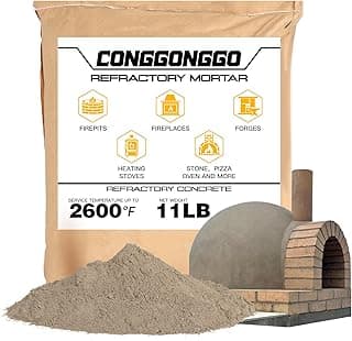 11 LBS Refractory Mortar, 2600°F High Temperature Mortar for Masonry -Fire Refractory Cement Patch for Fireplace Brick,Fire Pit,Kiln,Forge & Pizza Oven Repair- No Heat Cure, Air Set Formula